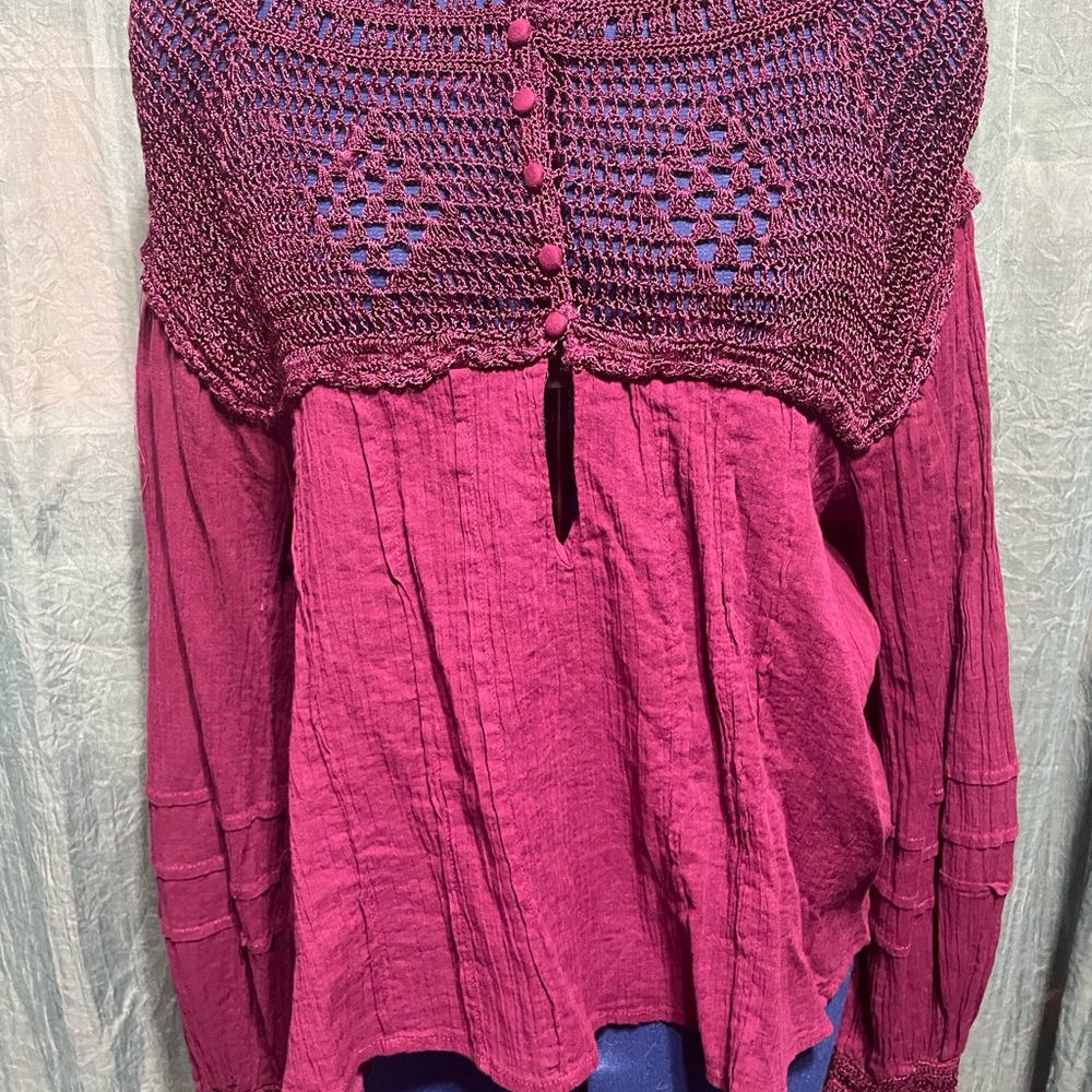 Purple crochet free people top xs